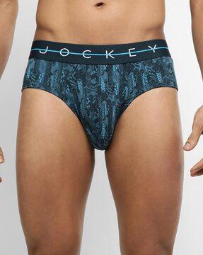 men printed briefs with logo waistband