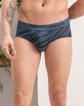 men printed briefs with logo waistband