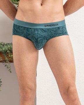 men printed briefs with logo waistband