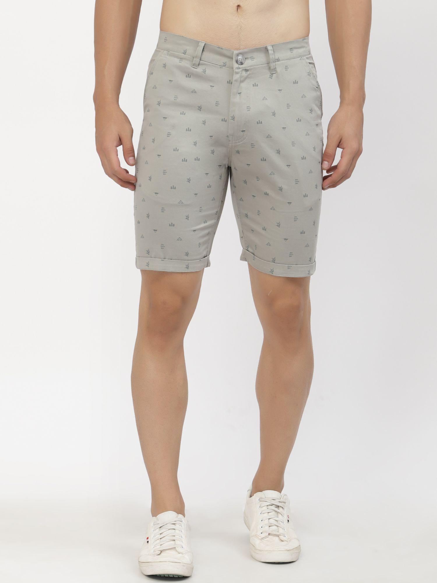 men printed chino shorts - grey