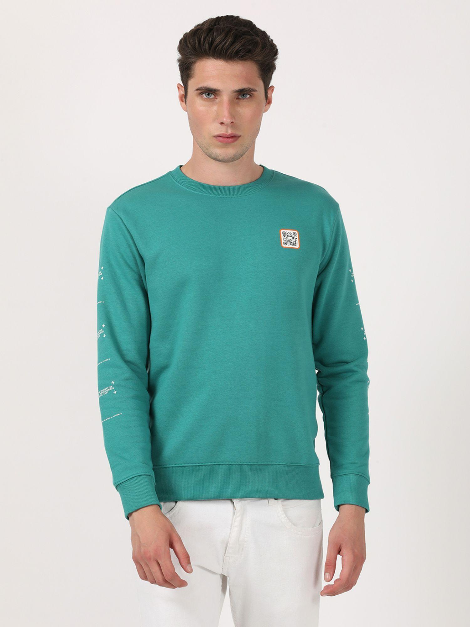 men printed green sweatshirt (regular)