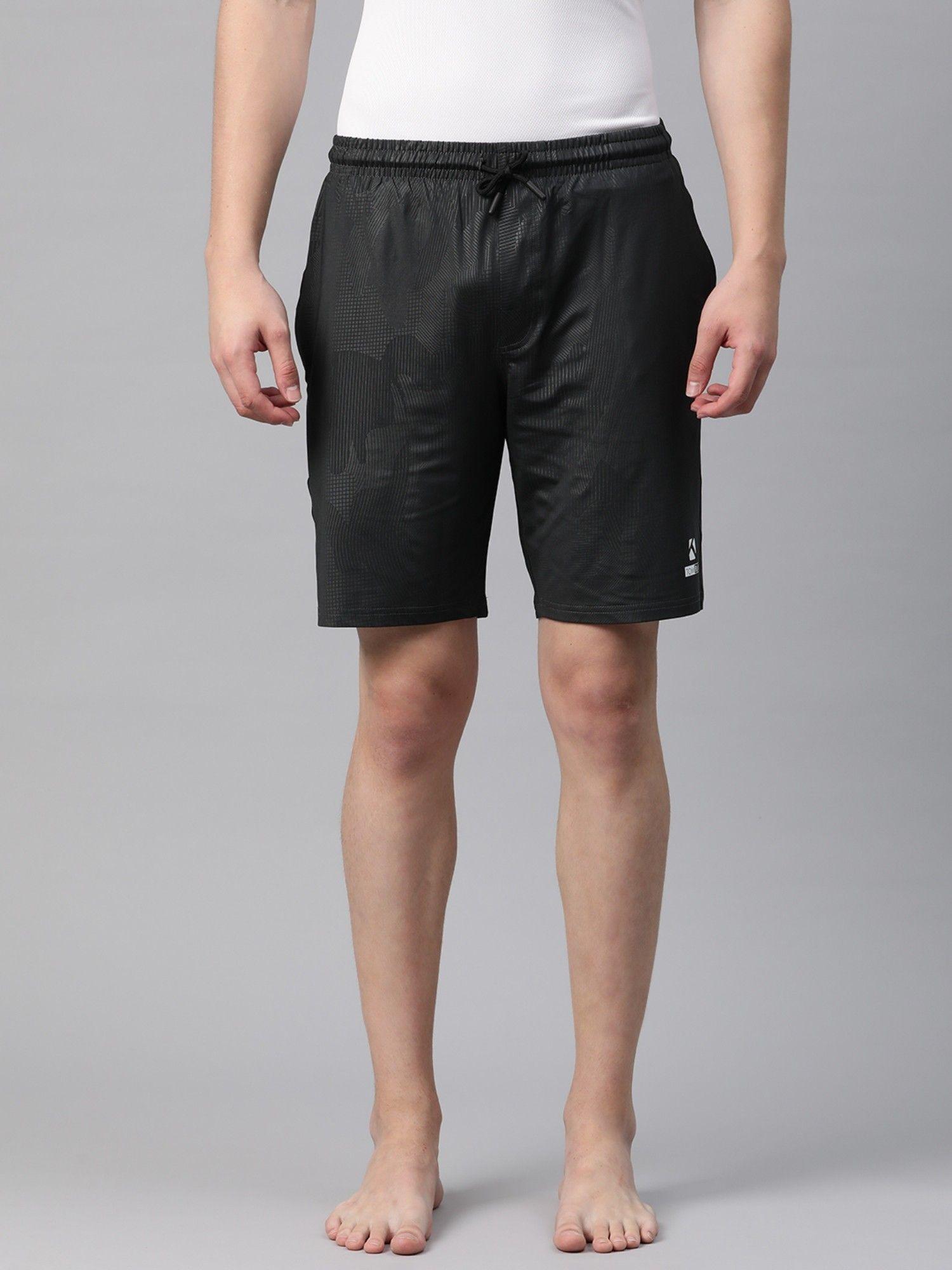 men printed grey mid rise casual lounge shorts