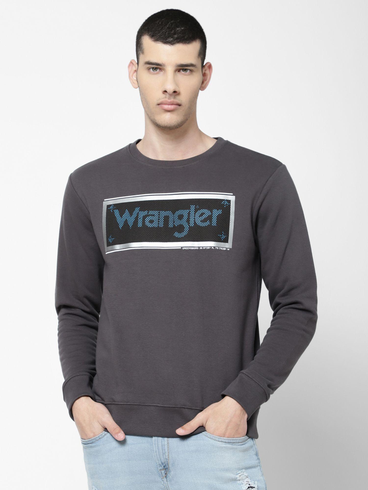 men printed grey sweatshirt (regular)