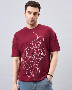 men printed loose fit round-neck t-shirt