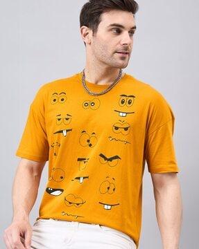 men printed loose fit round-neck t-shirt
