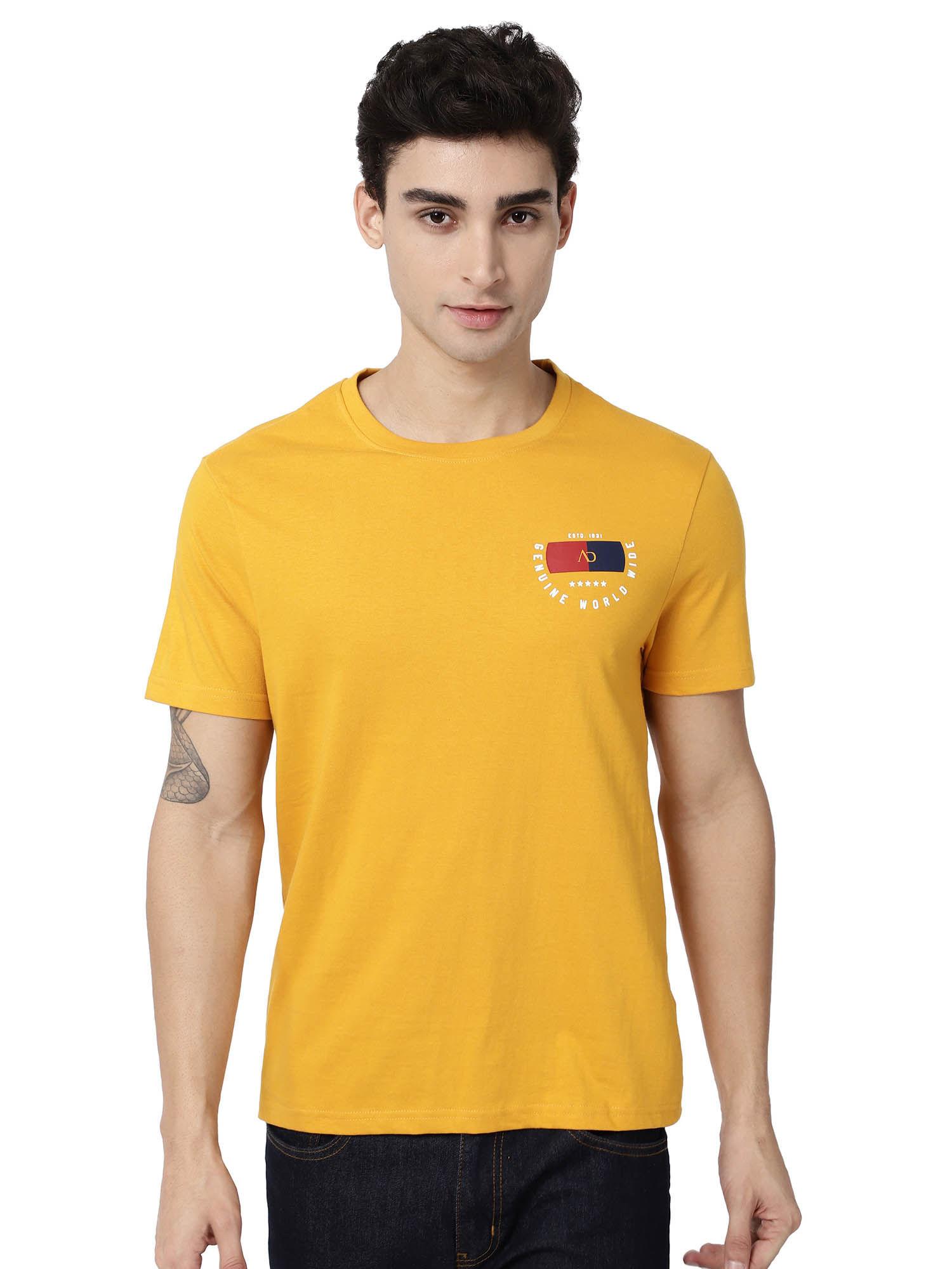 men printed mustard tshirt