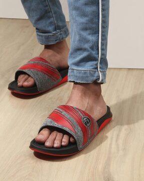 men printed open-toe flip-flops