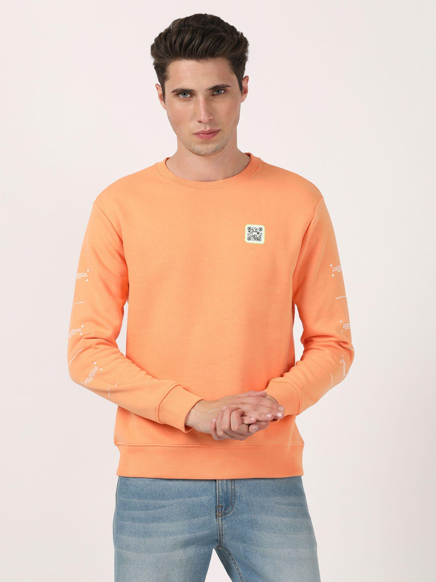 men printed orange sweatshirt (regular)