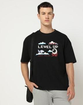 men printed oversized crew-neck t-shirt