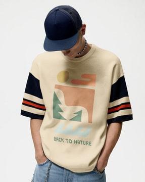 men printed oversized fit crew-neck t-shirt