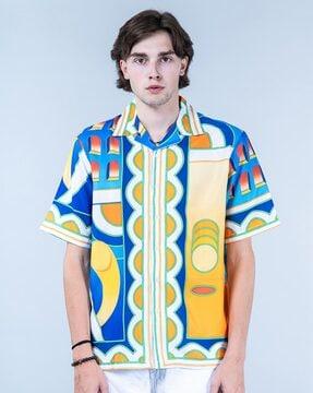 men printed oversized fit shirt