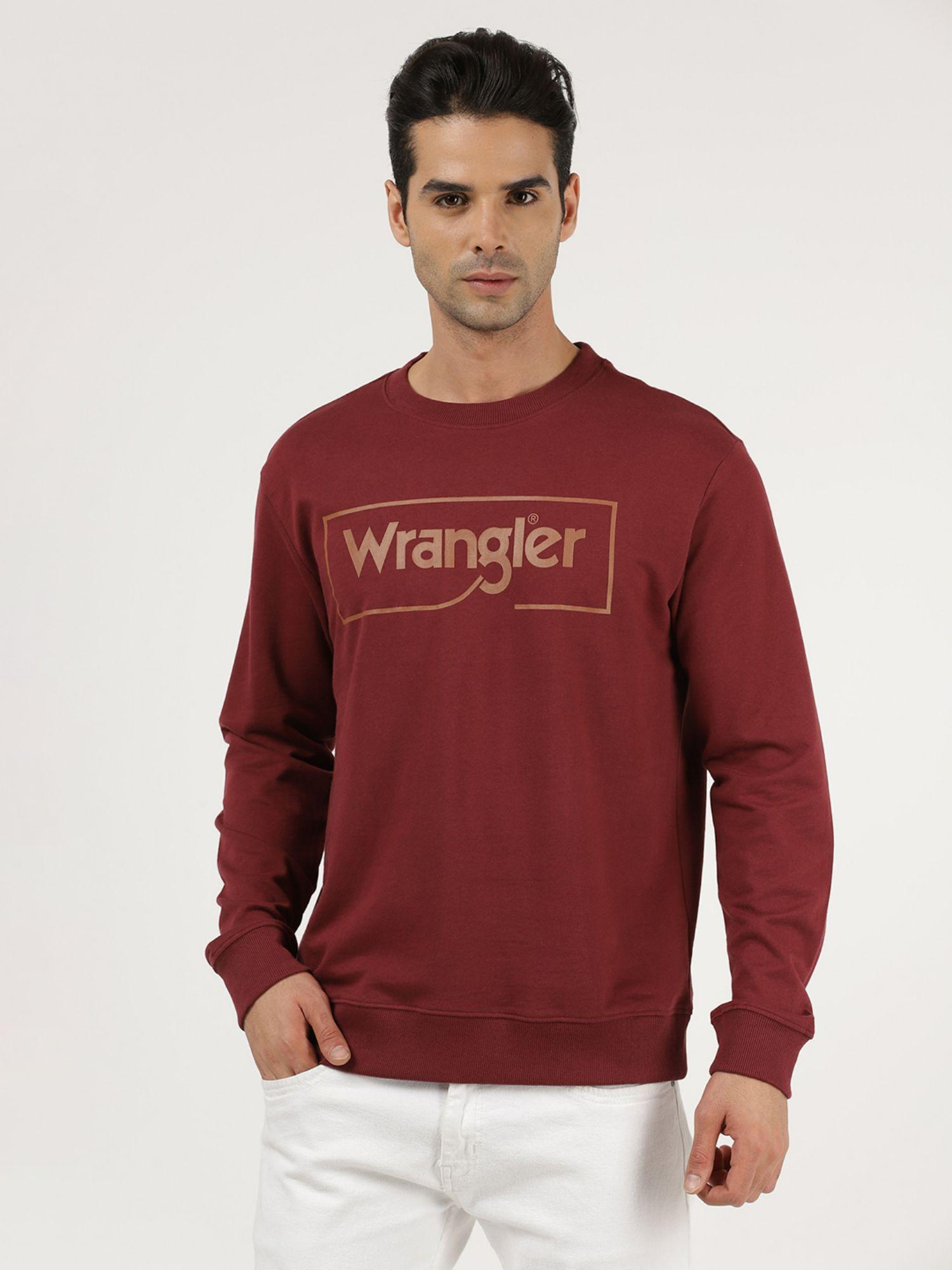 men printed red sweatshirt (regular)