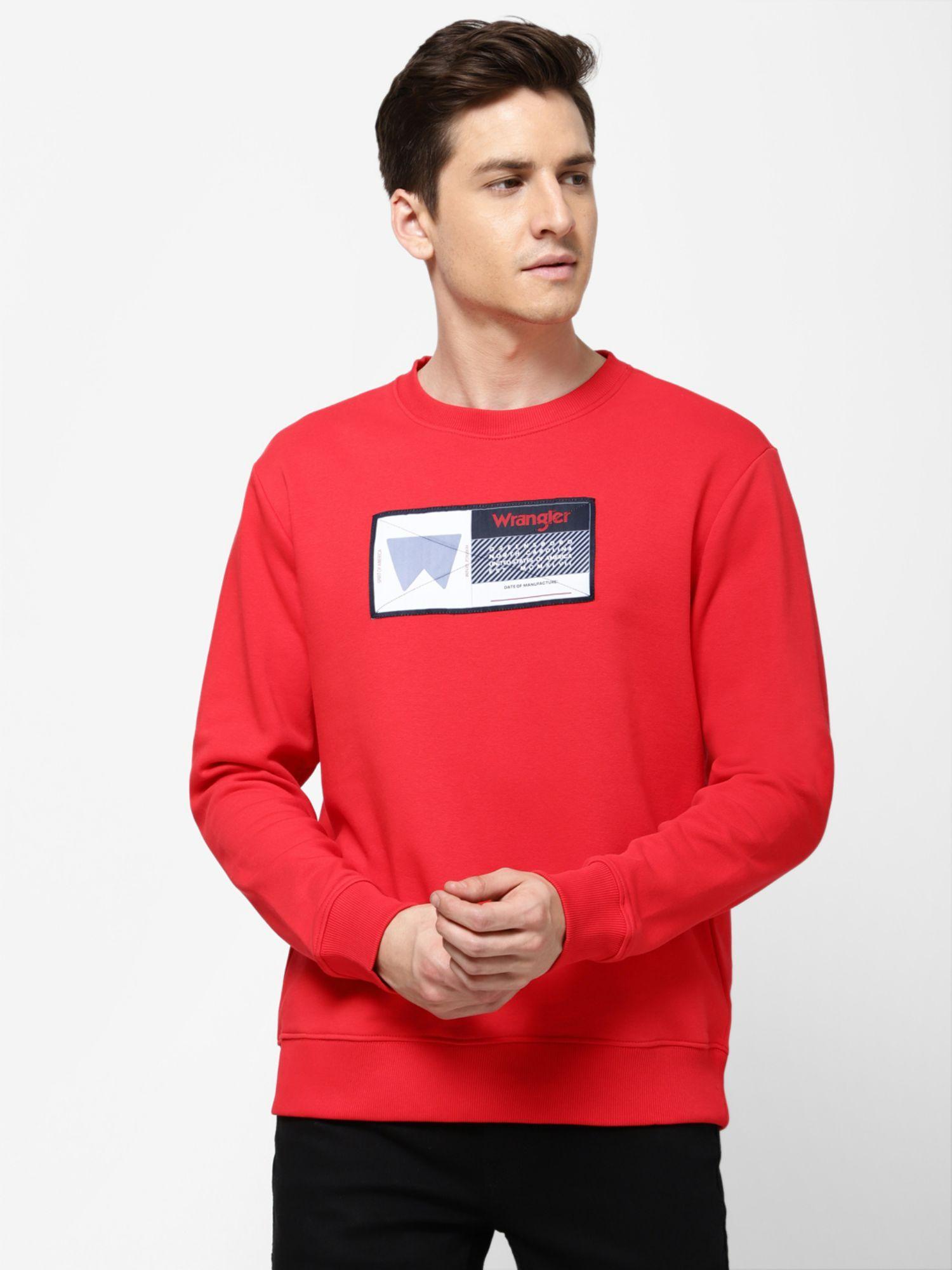 men printed red sweatshirt (regular)