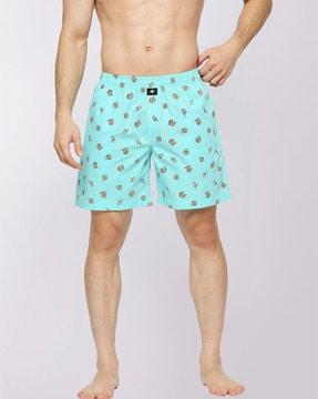 men printed regular fit boxers with elasticated waistband