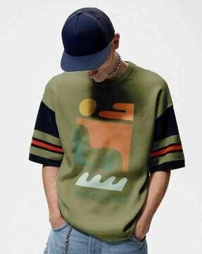 men printed regular fit crew-neck t-shirt