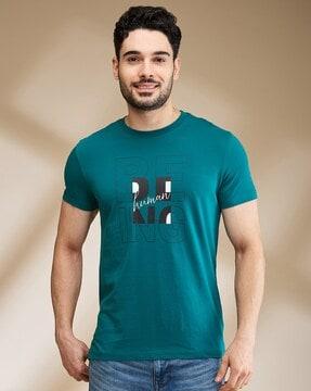 men printed regular fit crew-neck t-shirt