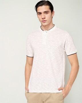 men printed regular fit henley t-shirt