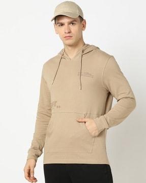 men printed regular fit hoodie