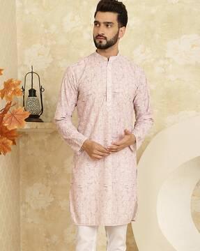 men printed regular fit kurta