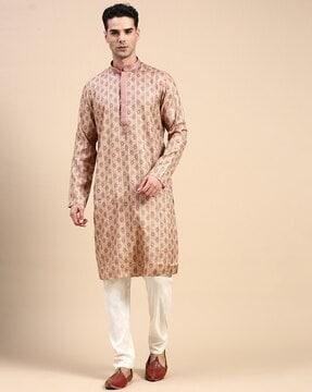 men printed regular fit kurta