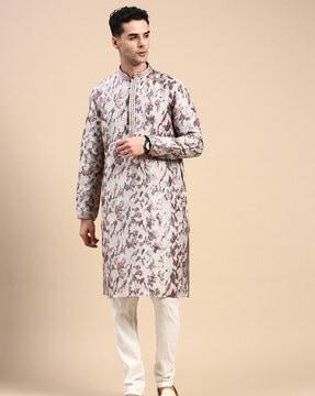 men printed regular fit kurta