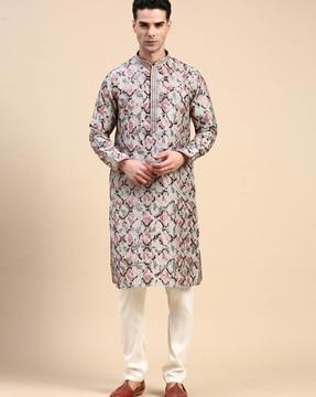 men printed regular fit kurta