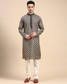 men printed regular fit kurta