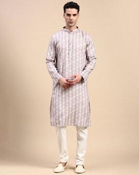 men printed regular fit kurta