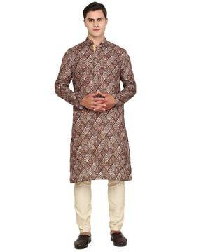 men printed regular fit kurta