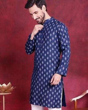 men printed regular fit kurta