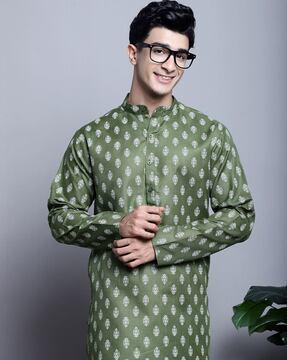 men printed regular fit kurta