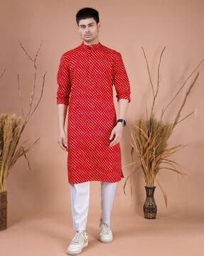 men printed regular fit kurta