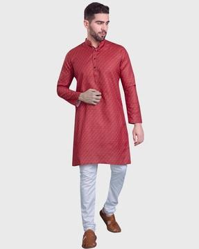 men printed regular fit kurta