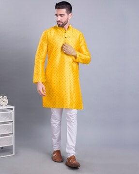 men printed regular fit kurta