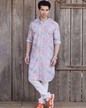 men printed regular fit kurta