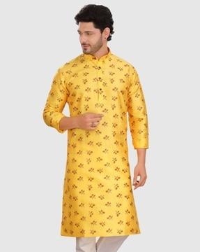 men printed regular fit kurta