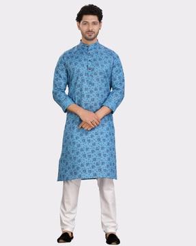 men printed regular fit kurta