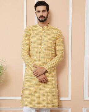 men printed regular fit kurta