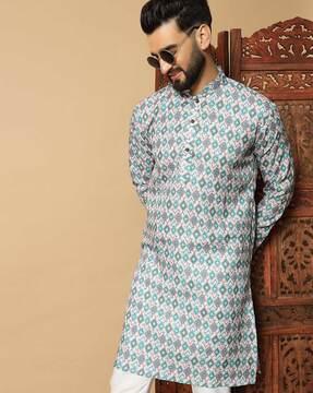 men printed regular fit kurta