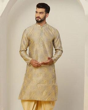 men printed regular fit long kurta