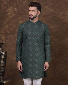 men printed regular fit long kurta