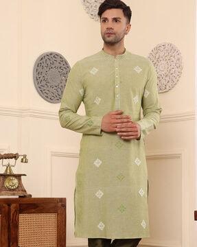 men printed regular fit long kurta