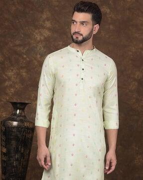 men printed regular fit long kurta