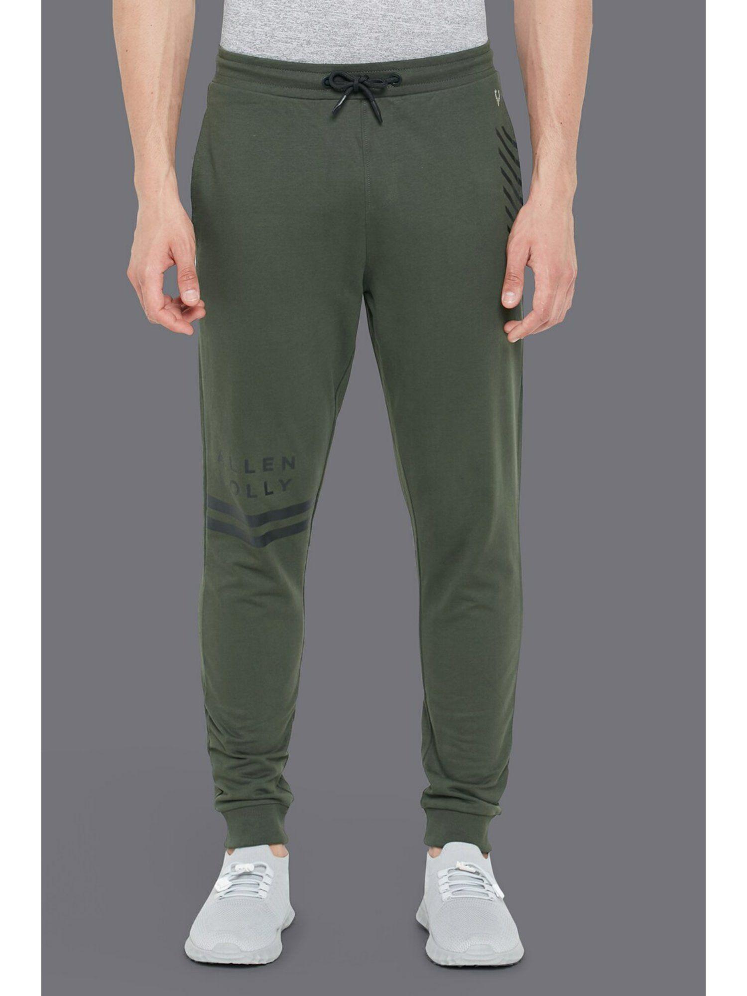men printed regular fit olive jogger pants