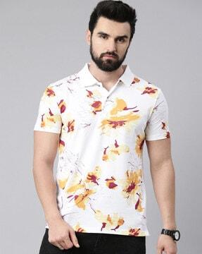 men printed regular fit polo t-shirt