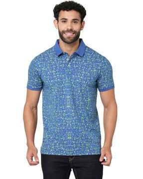 men printed regular fit polo t-shirt