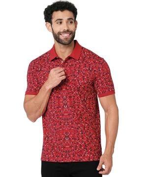 men printed regular fit polo t-shirt