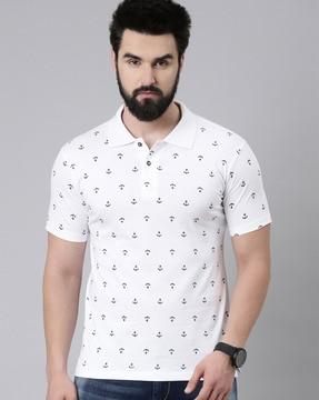 men printed regular fit polo t-shirt