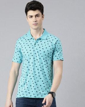 men printed regular fit polo t-shirt