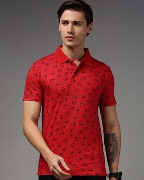 men printed regular fit polo t-shirt